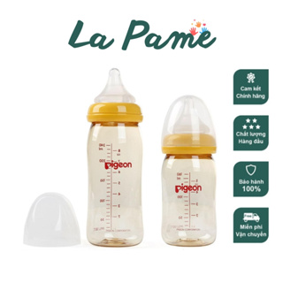 Bình sữa Pigeon Lame cổ rộng cao cấp, đủ size 160ml 240ml, hàng nhập khẩu