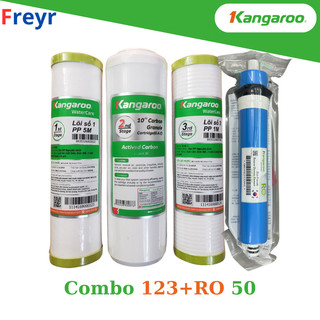 Combo bộ lọc thô 123 kangaroo kèm màng ro 50gpd dùng cho máy lọc nước ro