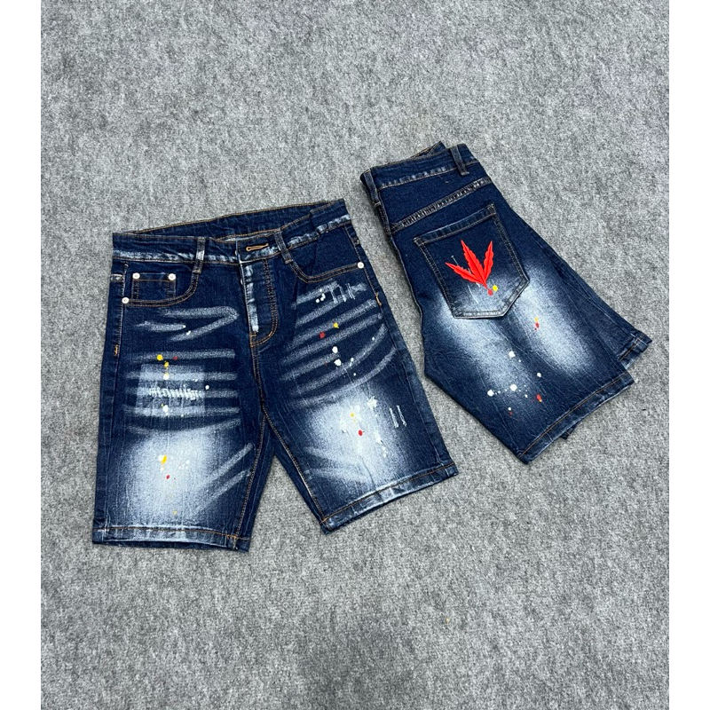 Quần jeans Ngố lá đỏ thêu 5 cách túi sau