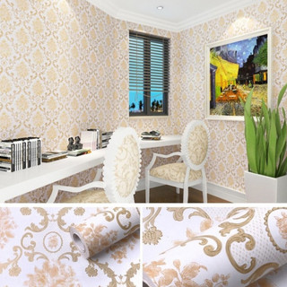 10m giấy dán tường sẵn keo hoa văn châu âu bóng rộng 45cm 6002