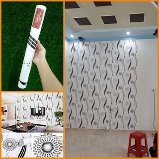 1m giấy dán tường decal hình cách điệu đen trắng