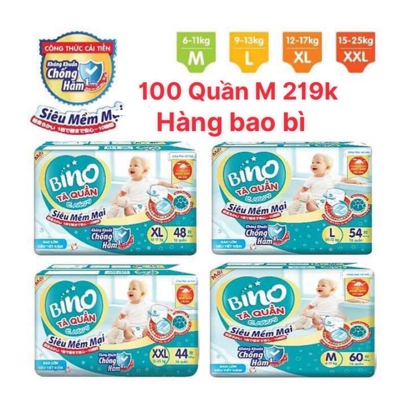 Combo 100 miếng tã quần Bino Nhật Szie M100