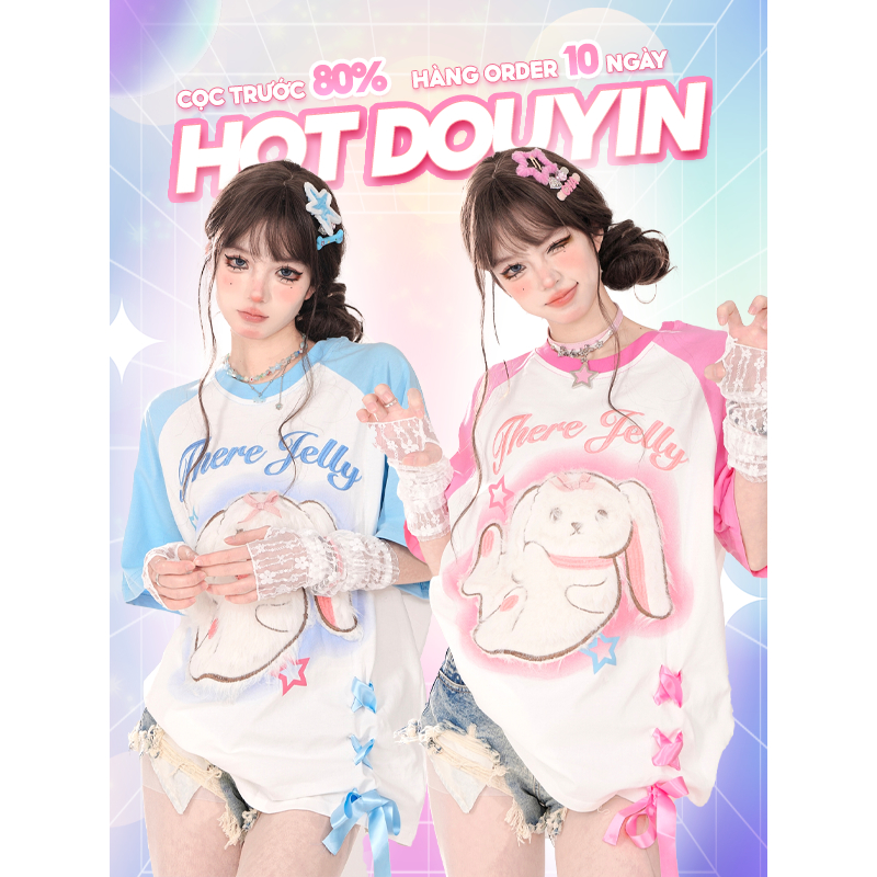 Áo Thun 𝗦𝗵𝗮𝗼𝗬𝗲𝗬𝗮𝗻  Phối Nơ Hồng Xanh Hot Douyin
