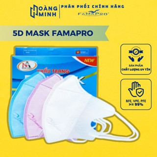 Khẩu trang 5D Mask Famapro quai thun 3 lớp kháng khuẩn chống bụi mịn, khẩu trang chống nắng và chống tia