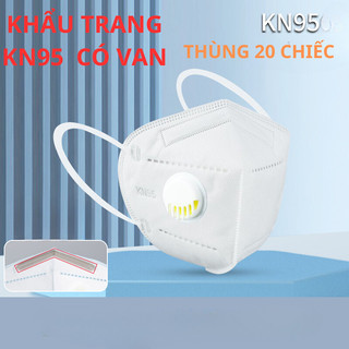 Thùng 20 chiếc khẩu trang KN95 HAi An Mask có van + 5 lớp kháng khuẩn chống bụi mịn , chống tia UV và nước