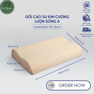 Gối cao su kim cương lượn sóng a - gối cao su thiên nhiên - kích thước 64x44cm