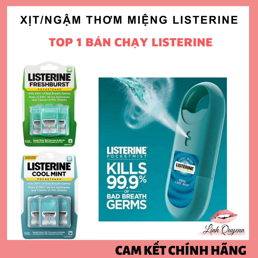 Xịt/Miếng ngậm thơm miệng Listerine Hàng Mỹ