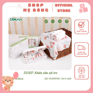 Set 6 khăn sữa sợi tre 2 lớp dokma 30x30cm