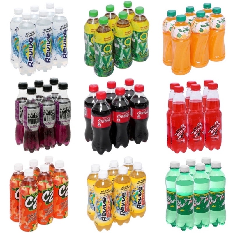   Hỏa Tốc  Lốc 6 Chai Nước Giải Khát Nước Ngọt Có Ga Coca 7up Pepsi Sting Number One Revive Warrior..... 