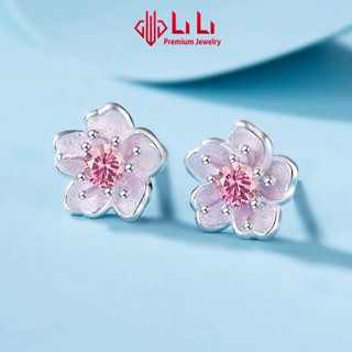  Bông tai bạc nữ LiLi S925 đính đá CZ cao cấp hình hoa anh đào Jolene LILI_812865 