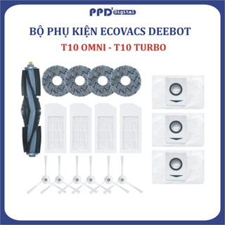 Phụ kiện Khăn lau, Chổi cạnh, Chổi chính, Lọc bụi, Túi rác, Robot hút bụi lau nhà Ecovacs Deebot T10 Turbo - T10 Omni
