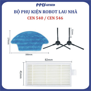 Phụ kiện Khăn lau, chổi cạnh, lọc bụi, Robot hút bụi Ecovacs Deebot CEN 540, CEN 546
