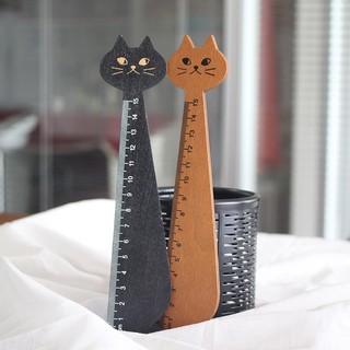 Thước gỗ hình mèo dễ thương cho bé, thước gỗ văn phòng phẩm.