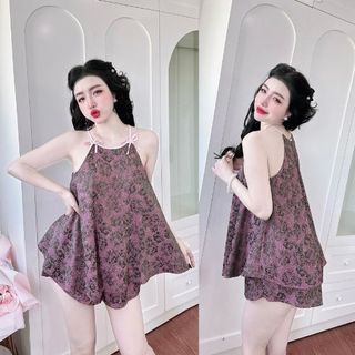 Đồ ngủ nữ bigsize miky, đồ ngủ bigsize gấm cao cấp mềm mại xinh xắn < 65kg
