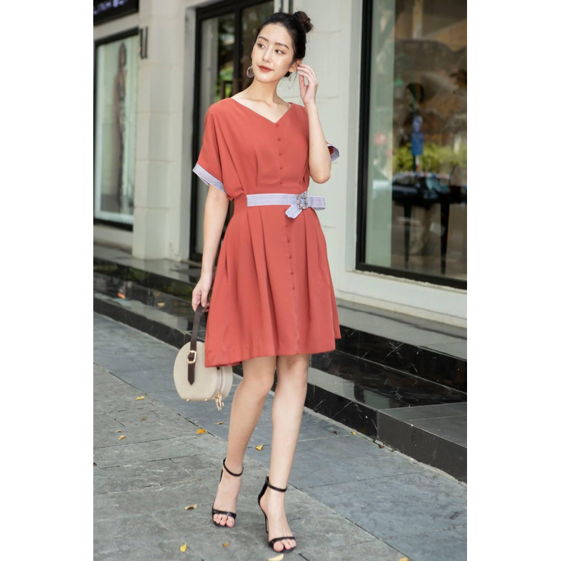 Đầm Elise ( màu xanh đen) phối đai M