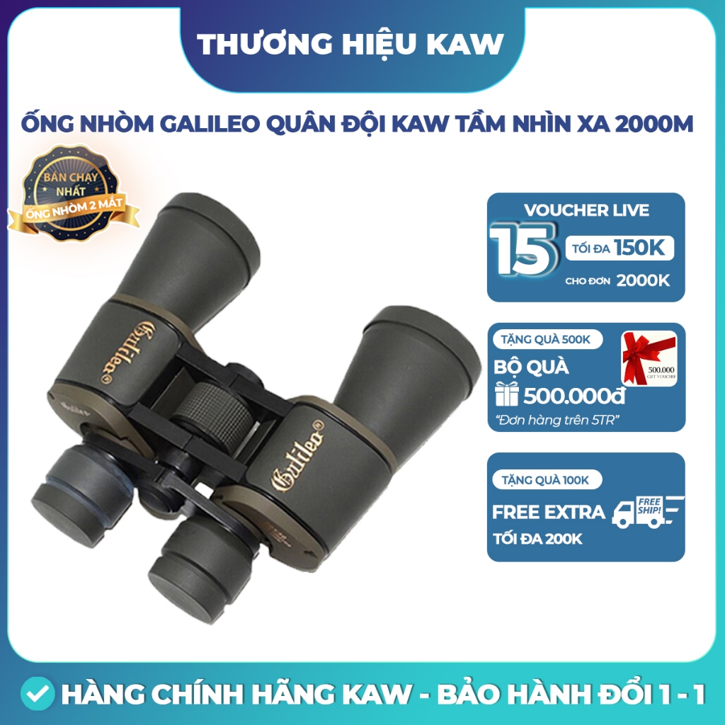 [Mã INBAU404 giảm 40K đơn 249K] Ống Nhòm 2 Mắt KAW Galileo KAW 20x50, Nhìn Xa Đến 2KM, Độ Phóng Đại 20 Lần - Lỗi Đổi 1-1