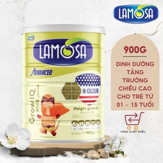 Sữa Bột cho trẻ từ 1 đến 15 tuổi giúp trẻ thông minh cao lớn Lamosa Grow IQ lon 900G