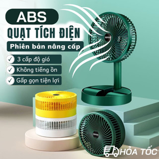 Quạt Tích Điện Gấp Gọn Super 3 Tốc Độ Gió, Quạt Mini Để Bàn Xoay 180 Độ, Có Thể Kéo Dài ,Cổng Sạc USB Tiện Dụng