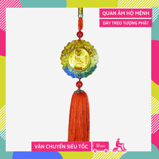 Dây treo xe phong thủy Quan Âm Bồ Tát ngũ sắc tròn bình an