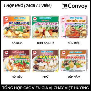 Hộp nhỏ viên gia vị chay việt hương chính hãng / bò kho / bún huế / riêu / hủ tiếu / lẩu thái / phở / súp nấm