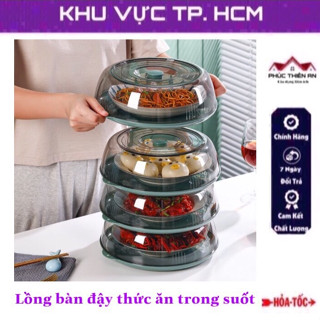 [ Mẫu mới 2024 ] Lồng bàn nhựa trong suốt đậy thức ăn, bảo quản thực phẩm an toàn, có thể xếp chồng tiện dụng