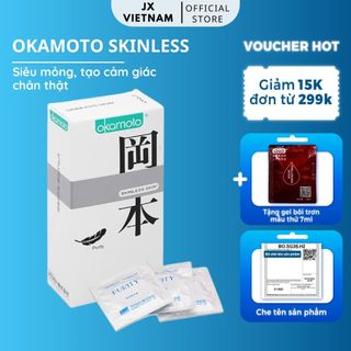 Bao Cao Su OKAMOTO SKINLESS SKIN PURITY (10bao/Hộp)Trắng Tinh Khiết - Nhập Khẩu Nhật Bản