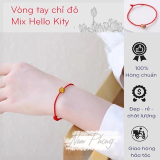 Vòng tay sợi chỉ đỏ may mắn mix mèo hello kitty