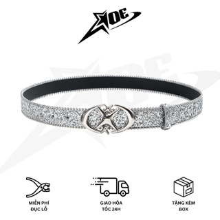 (Có sẵn) AOE STUDIO - Thắt lưng nam nữ da PU dây nịt cao cấp hình chữ thập màu bạc phong cách Y2K.