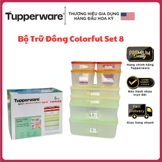  Bộ hộp trữ đông colorful set 8 Tupperware hộp ngăn đông Hộp đựng thức ăn Hộp bảo quản thực phẩm hộp nhựa nguyên sinh 