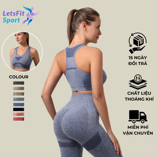 Áo Thể Thao Nữ Áo Bra Tập Gym Yoga Tay Ngắn LETSFIT SPORT L03AB Chống Xệ Có Mút Ngực Mát Mẻ Mùa Hè