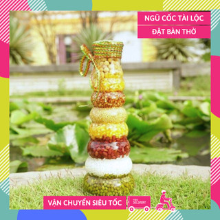 Chai ngũ cốc phong thủy đặt bàn thờ tài lộc sung túc - Tháp 7 tầng