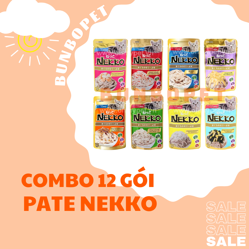 [Combo 12 Gói] Pate Nekko Cho Mèo Gói 70g - Pate Cho Mèo Nekko (Mix Đủ Vị)