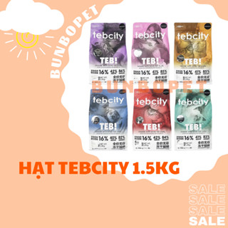  Hạt Tebcity Cho Mèo Túi Nguyên 1,5kg - Thức Ăn Hạt Tebcity Topping Thịt Sấy Hấp Dẫn 