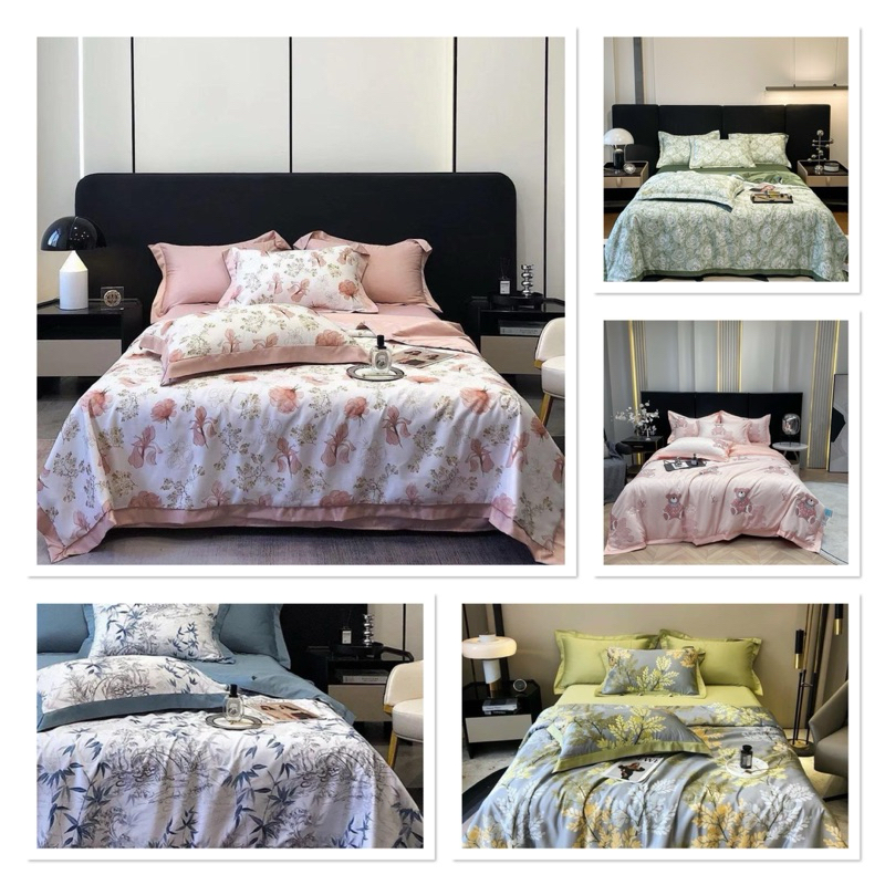 bộ chăn ga lụa thái nhập khẩu cao cấp ,set mền drap dùng 4 mùa,free bo chun theo size giường đủ kích