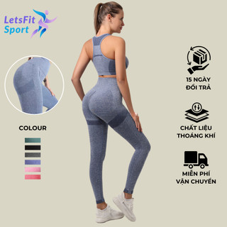 Đồ Tập Gym Nữ Quần tập Gym Yoga Nữ Chun Mông Quần Dài Cạp Cao LETSFIT SPORT L03QL Quần Legging