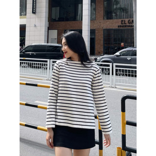 Áo thun nữ tay dài sọc ngang thun mịn siêu đẹp,Áo nữ dài viền sọc thun phong cách trẻ trung