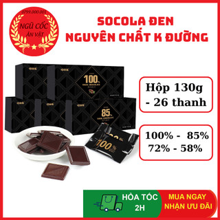 Socola Đen Nguyên Chất Không Đường 100% 85% 72% 58% Ăn Kiêng Giảm Cân - Hộp Cao Cấp 130gr - 26 Thanh - ngucoc_anvat