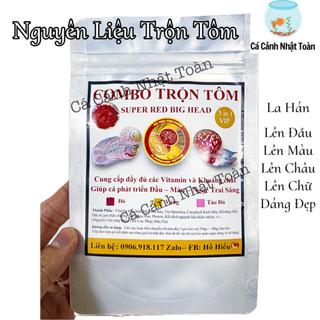 Combo nguyên liệu tôm trộn, tim bò tăng đầu, tăng màu, dinh dưỡng cho cá la hán, cá cảnh