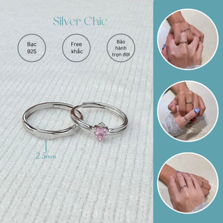  Nhẫn đôi bạc Pink Heart SILVER CHIC N13 bạc 925