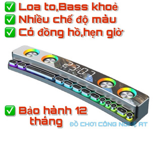 LOA BLUETOOTH CHUYÊN GAME MÁY TÍNH SOAIY SH39,LOA BLUETOOTH TRANG TRÍ MẶT GƯƠNG CÓ ĐỒNG HỒ ĐÈN LED RGB BẢO HÀNH 12 THÁNG