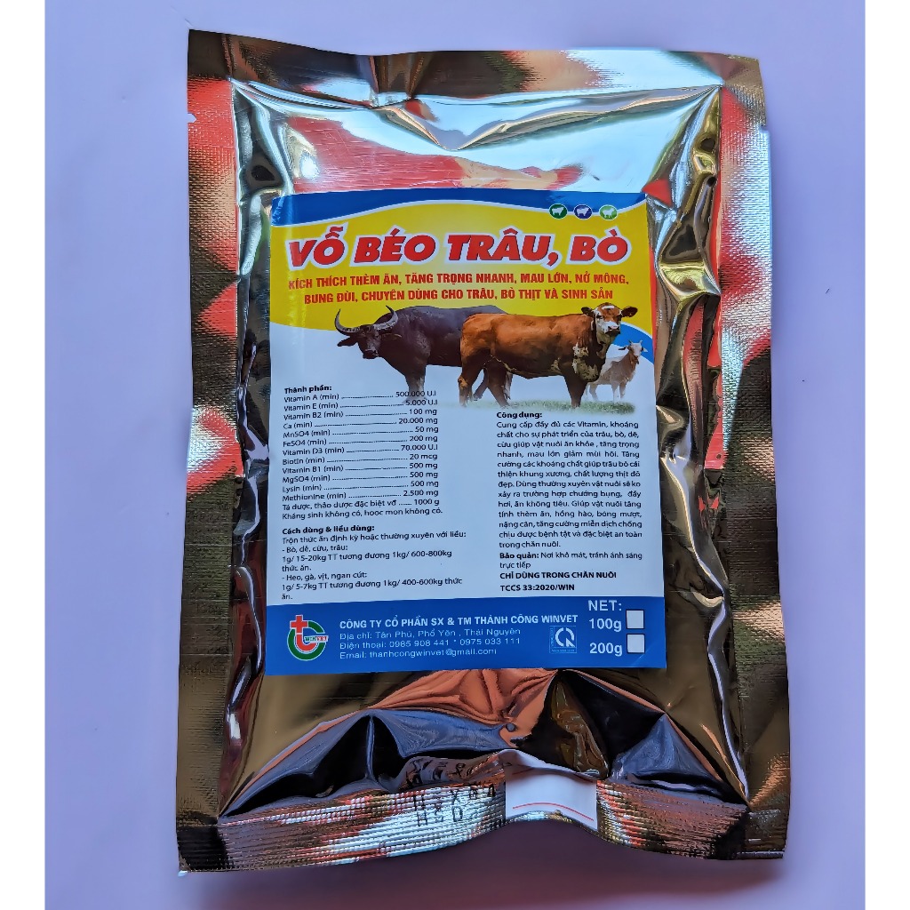 3kg VỖ BÉO TRÂU, BÒ tăng tính thèm ăn, tăng trọng nhanh