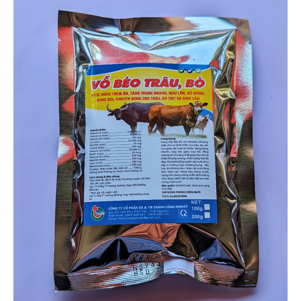 3kg VỖ BÉO TRÂU, BÒ tăng tính thèm ăn, tăng trọng nhanh