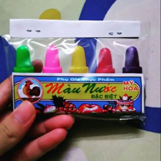 Sỉ Màu nước màu thực phẩm làm bánh, làm xôi, nấu chè, màu thực phẩm vỉ 5 màu như hình. Combo 5 vỉ (25 chai)