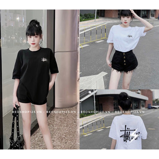 Áo phông thun cotton chữ Stussy hai mặt đẹp, áo phông cotton dày dặn hình in đẹp, áo thun mẫu mới 2024