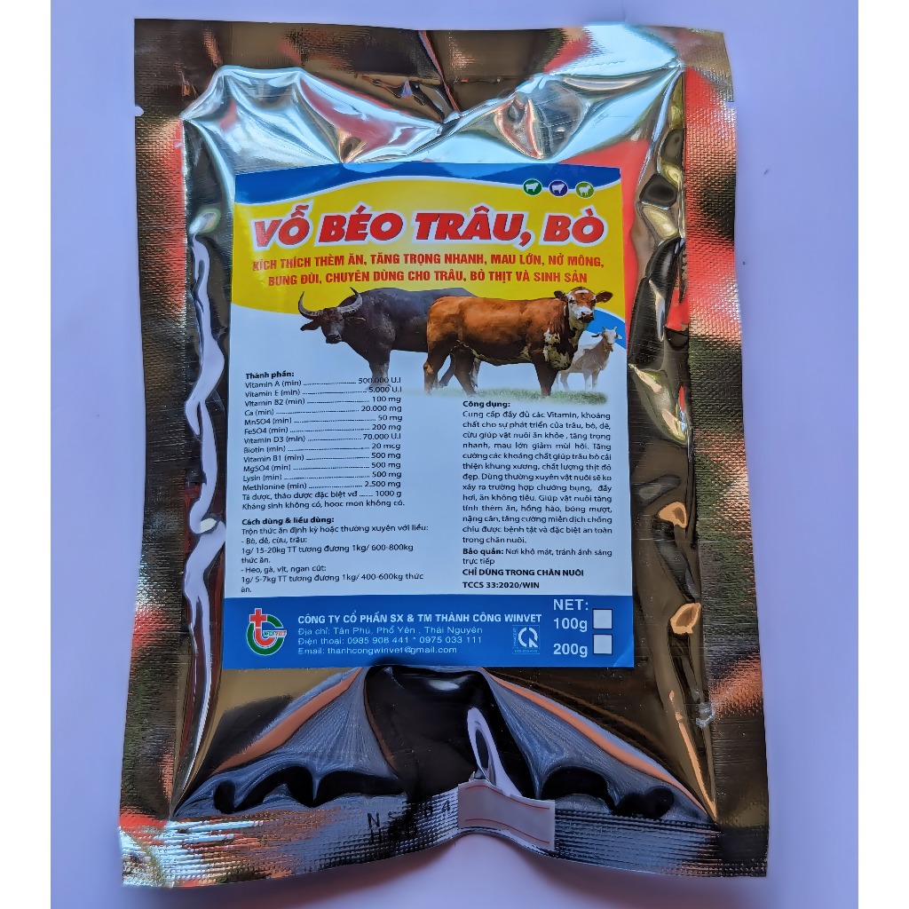 3kg VỖ BÉO TRÂU, BÒ tăng tính thèm ăn, tăng trọng nhanh