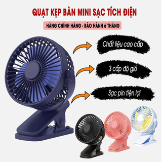 Quạt kẹp xoay 720 độ - quạt kẹp xe đẩy,quạt mini tích điện kẹp bàn, để bàn cực mát, quạt tích điện mini