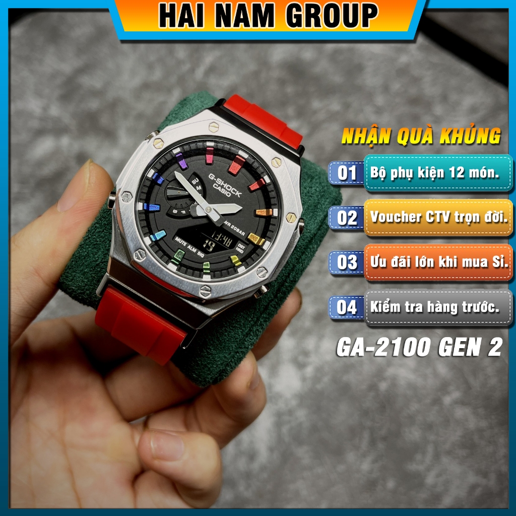 Đồng hồ thể thao nam G-Shock GA-2100-1A Custom Rainbow HNG207 Full phụ kiện