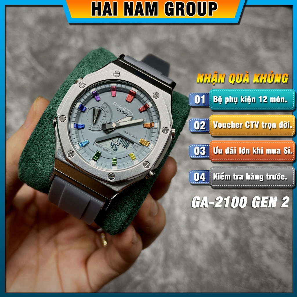 Đồng hồ thể thao nam G-Shock GA-2100-1A Custom Rainbow HNG209 Full phụ kiện