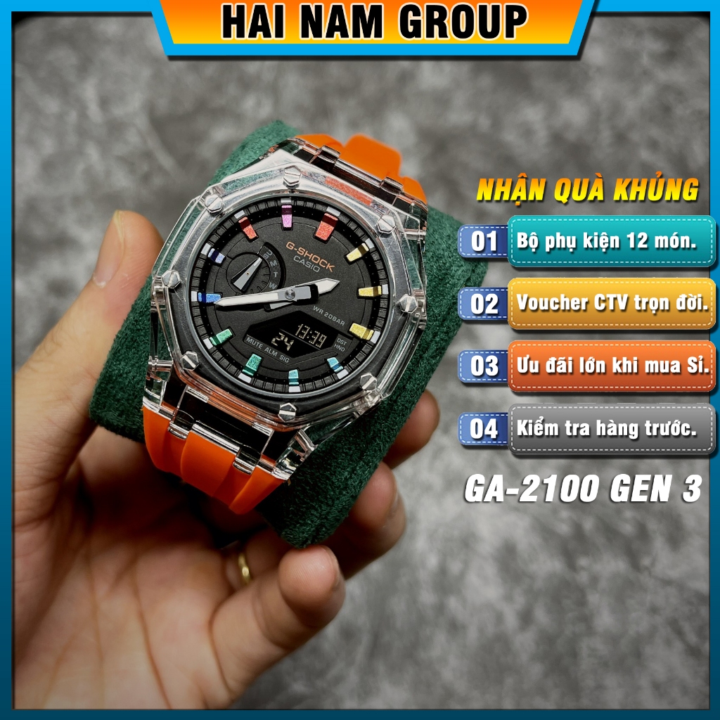 Đồng hồ thể thao nam G-Shock GA-2100-1A Custom Rainbow HNG301 Full phụ kiện