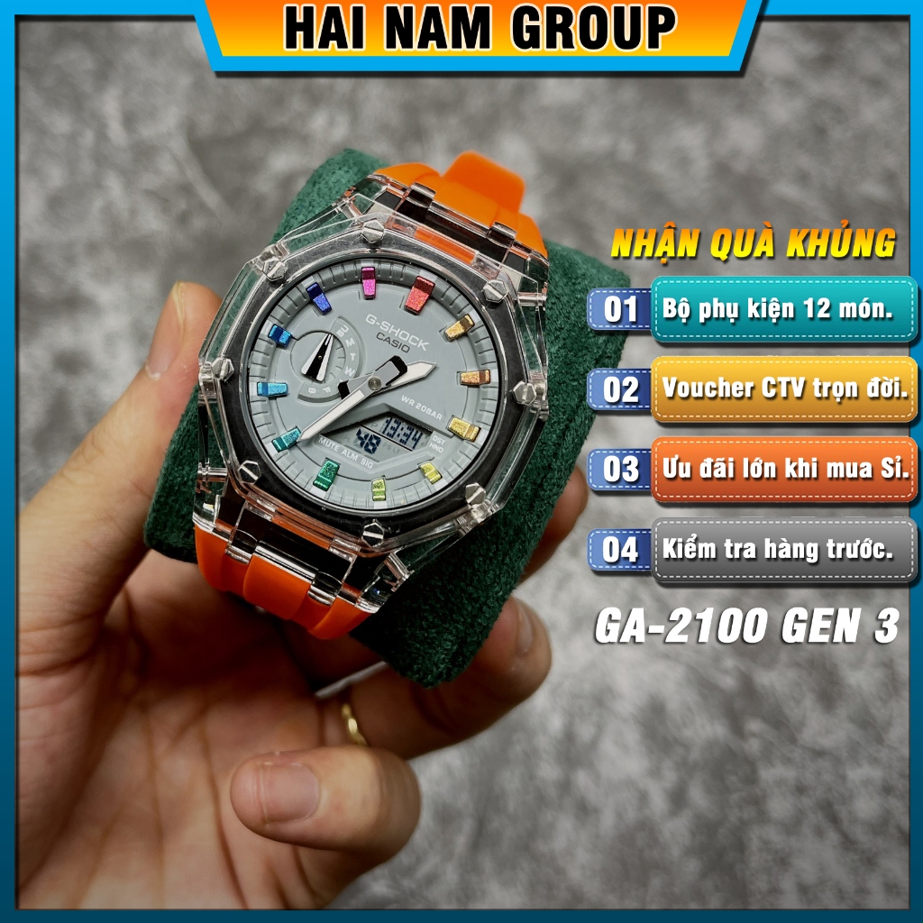 Đồng hồ thể thao nam G-Shock GA-2100-1A Custom Rainbow HNG302 Full phụ kiện